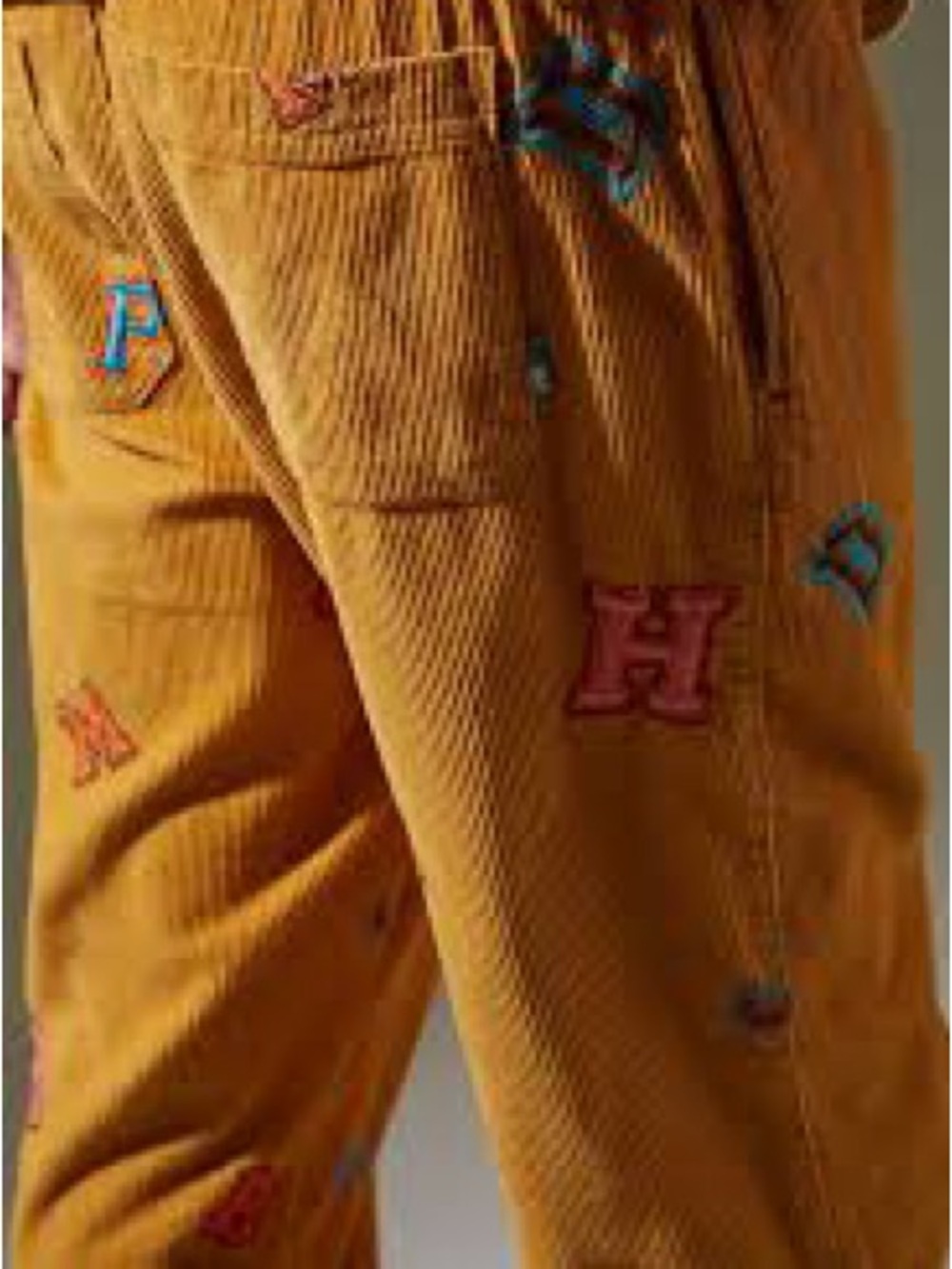 Urban Outfitters Mustard Corduroy Pants with Multicolor Embroidery - Picture 2 of 6